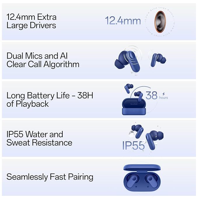 OnePlus Nord Buds 3r Wireless Earbuds | 38H Battery • Deep Bass • Dual Device • Fast Charge
