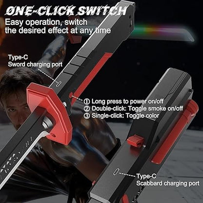 Zenvyra LED Sword with Smoke & Spark Effects (7-Color Blade, Sound FX)